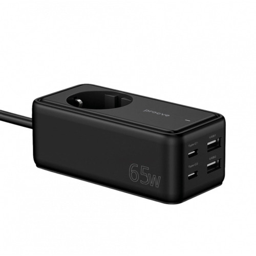Сетевой фильтр Proove Power Strip Homester PD-03 на 1 розетку (65W · 2xUSB-A+2xUSB-C · 1.5 м) (Black)