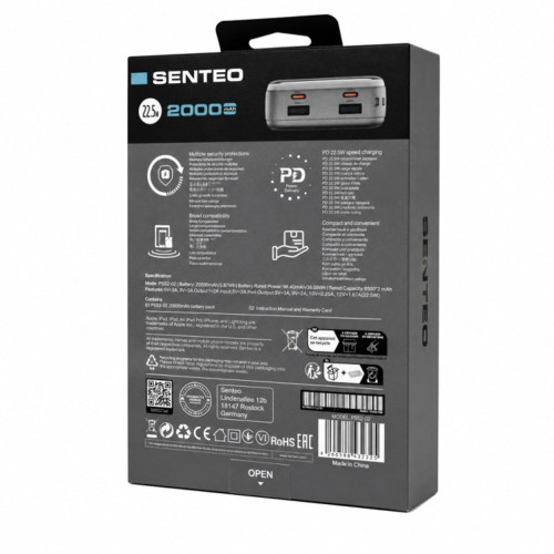 Повербанк Senteo Lithium 2 PS2-02 22.5W (20000 mAh) (Black)