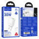 Мережевий зарядний пристрій Hoco N63 USB-A+USB-C (30W · 3A) з кабелем Type-C – Lightning (White)