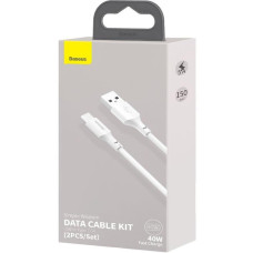 Кабель Baseus Simple Wisdom USB-A – Type-C (2pcs/set) (1.5 м · 40W · 5A) (White)