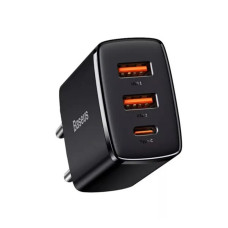 Сетевое зарядное устройство Baseus Compact 2xUSB-A+USB-C (30W · 3A) (CCXJ-E01) (Black)