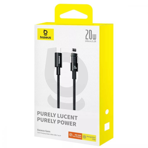 Кабель Baseus Gem Fast-Charging Data Cable Type-C – Lightning (2 м · 20W · 3A) (P10373001211) (White)