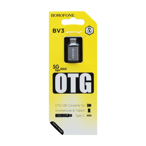 Переходник Borofone BV3 USB-A – Type-C (Silver)