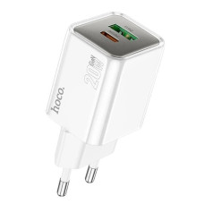 Сетевое зарядное устройство Hoco N46 USB-A+USB-C (20W · 3A) (White)