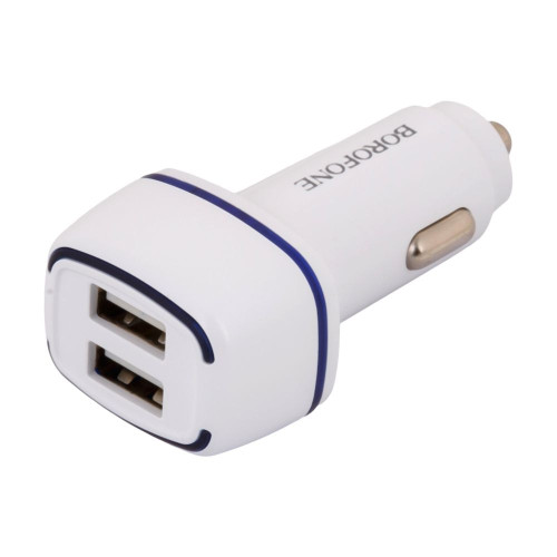 Автомобильное зарядное устройство Borofone BZ14 2xUSB-A (12W · 2.4A) с кабелем USB-A – Lightning (White)