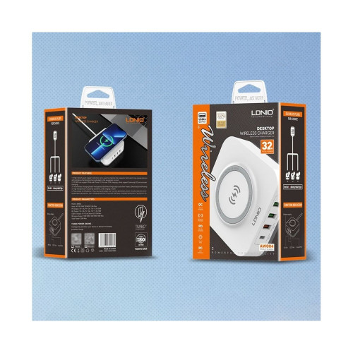 Бездротовий зарядний пристрій LDNIO AW004 3xUSB-A+USB-C (32W · 3A) (White)