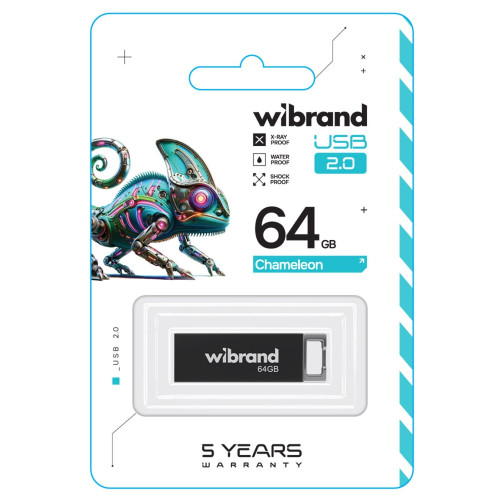 Флешка Wibrand Chameleon 64GB USB 2.0 (Black)