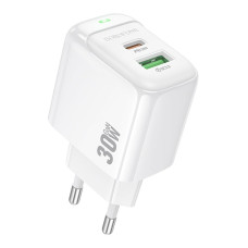 Сетевое зарядное устройство Borofone BAS45A USB-A+USB-C (30W · 3A) (White)