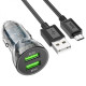 Автомобильное зарядное устройство Hoco Z47 Transparent 2xUSB-A (18W · 3A) с кабелем USB-A – Micro-USB (Black)