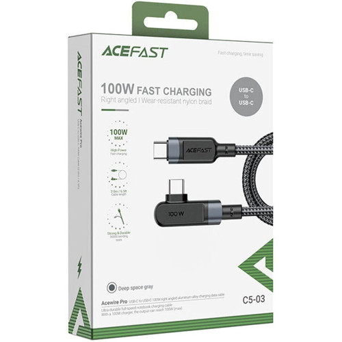 Кабель Acefast C5-03 Type-C – Type-C (2 м · 100W · 5A) (Black)