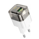Сетевое зарядное устройство Hoco C131A USB-A+USB-C (30W · 3A) (Transparent Black)