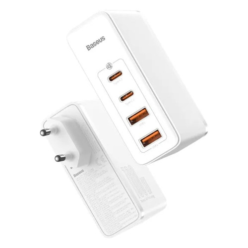 Сетевое зарядное устройство Baseus GaN5 Pro USB-A+2xUSB-C (140W · 5A) с кабелем Type-C – Type-C (CCGP100202) (White)
