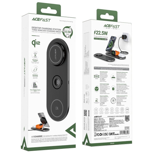 Беспроводное зарядное устройство ACEFAST E19 Qi2 3в1 (22.5W) (Black)