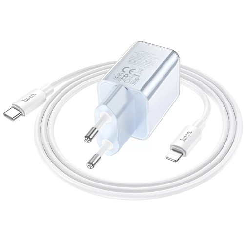 Сетевое зарядное устройство Hoco N47 USB-C (30W · 3A) с кабелем Type-C – Lightning (Blue)