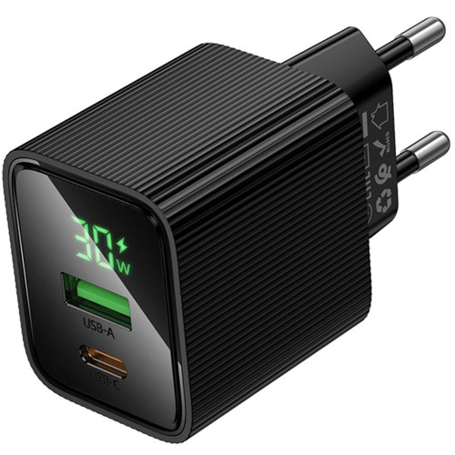 Сетевое зарядное устройство Hoco CS84A USB-A+USB-C (30W · 3A) (Black)