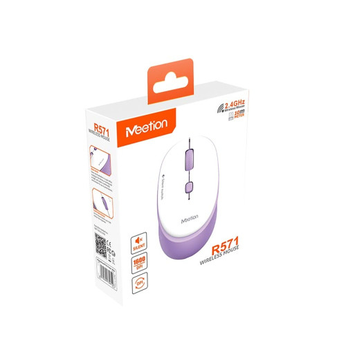 Мишка бездротова MeeTion R571 (1600 DPI) (White/Purple)