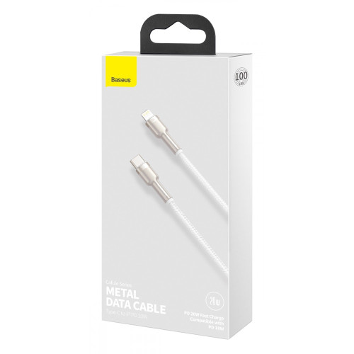 Кабель Baseus Cafule Metal Type-C – Lightning (1 м · 20W · 2.4A) (CATLJK-A02) (White)