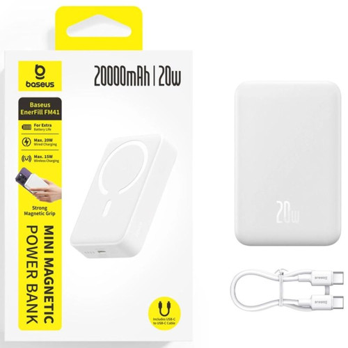 Повербанк Baseus EnerFill FM41 Mini Magnetic 20W (20000 mAh) (E0027U) (White)