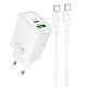 Сетевое зарядное устройство Hoco N61 USB-A+USB-C (20W · 3A) с кабелем Type-C – Type-C (White)