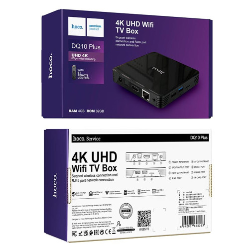 Приставка Android TV Hoco DQ10 Navio WiFi HD TV box (Black)