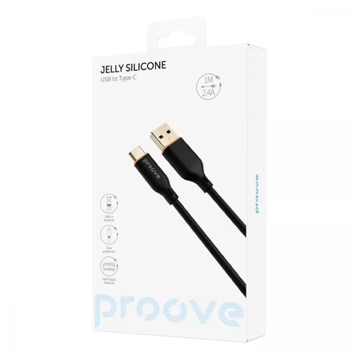 Кабель Proove Jelly Silicone USB-A – Type-C (1 м · 12W · 2.4A) (Black)