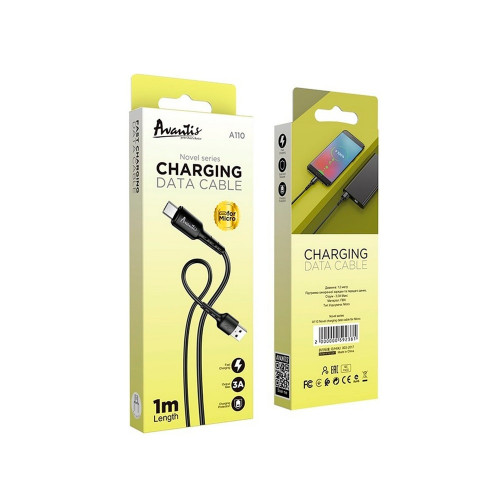 Кабель Avantis A110 USB-A – Micro-USB (1 м · 15W · 3A) (Black)