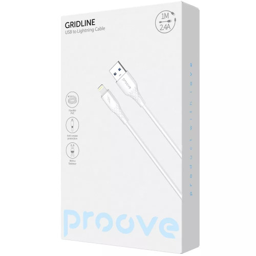 Кабель Proove GridLine USB-A – Lightning (1 м · 12W · 2.4A) (White)