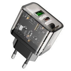 Сетевое зарядное устройство Hoco N34 USB-A+USB-C (20W · 3A) (Black)