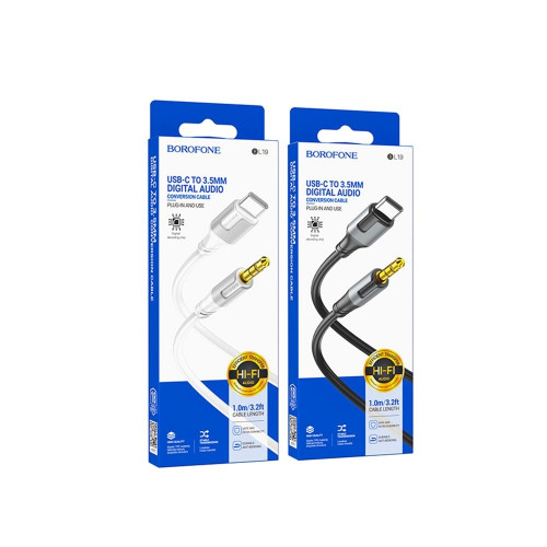 Аудіокабель AUX Borofone BL19 Type-C – 3.5 мм (1 м) (Black)