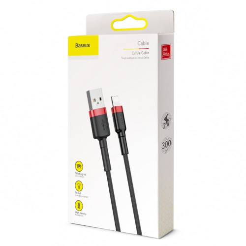 Кабель Baseus Cafule USB-A – Lightning (3 м · 18W · 2.1A) (CALKLF-R91) (Black/Red)