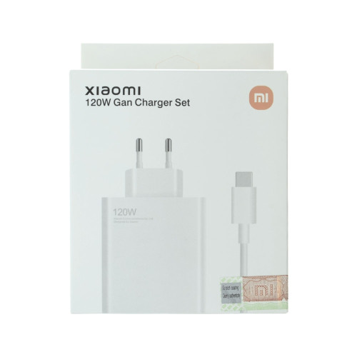 Сетевое зарядное устройство Xiaomi USB-A (120W · 6A) с кабелем USB-A – Type-C (OEM) (White)