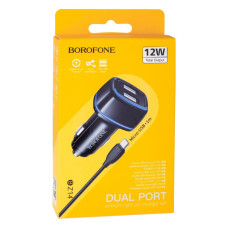 Автомобильное зарядное устройство Borofone BZ14 2xUSB-A (12W · 2.4A) с кабелем USB-A – Micro-USB (Black)
