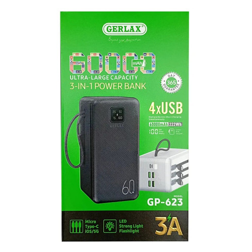 Повербанк Gerlax GP-623 22.5W (60000 mAh) (White)