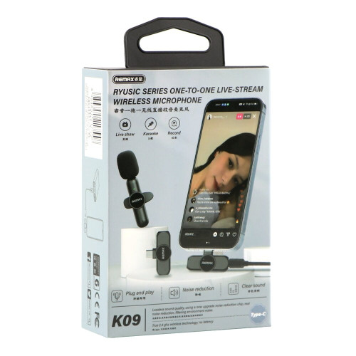 Бездротовий петличний мікрофон Remax K09 Type-C (Black)