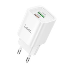 Сетевое зарядное устройство Hoco C149A USB-A+USB-C (30W · 3A) (White)