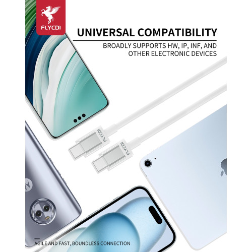 Кабель FLYCDI FLK005 Type-C – Type-C (1 м · 45W · 6A) (White)