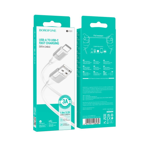 Кабель Borofone BX101 Creator USB-A – Type-C (1 м · 15W · 3A) (White)