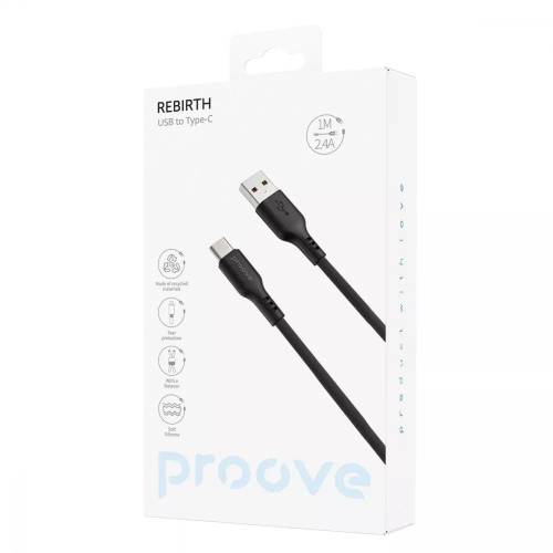 Кабель Proove Rebirth USB-A – Type-C (1 м · 12W · 2.4A) (Black/White)