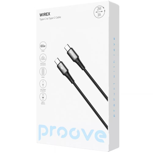 Кабель Proove WireX Type-C – Type-C (2 м · 60W · 3A) (Black)