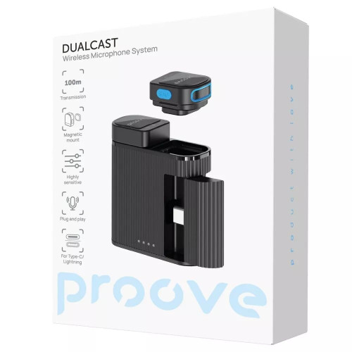 Бездротовий петличний мікрофон Proove DualCast (Black)