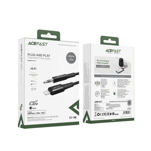 Аудіокабель Acefast C1-06 Lightning – 3.5 мм (1.2 м) (Black)