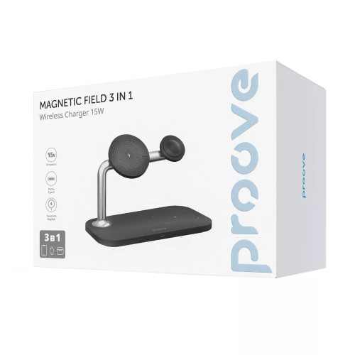 Беспроводное зарядное устройство Proove Magnetic Field 3в1 (15W) (Black)