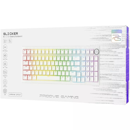Клавіатура бездротова Proove Gaming Slicker Special Edition (Ukraine Layout) (White/Purple)