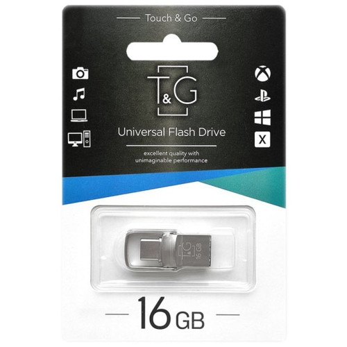 Флешка USB 2.0 TG 104 Metal Series USB+Type-C 16Gb