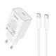 Сетевое зарядное устройство Hoco C143A USB-C (20W · 3A) с кабелем Type-C – Type-C (White)