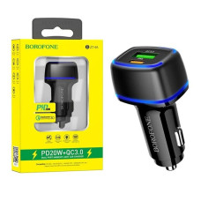Автомобильное зарядное устройство Borofone BZ14A USB-A+USB-C (20W · 3A) (Black)