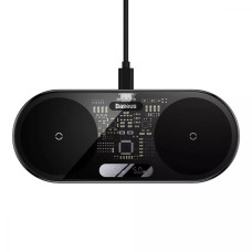 Беспроводное зарядное устройство Baseus Digital LED Display 2в1 (20W) (Black)