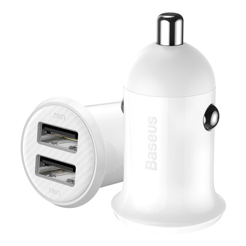Автомобильное зарядное устройство Baseus Grain Pro 2xUSB-A (24W · 4.8A) (White)