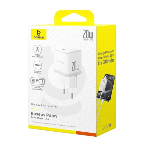 Мережевий зарядний пристрій Baseus Palm Fast Charger USB-C (20W · 3A) (P10111602213-00) (White)