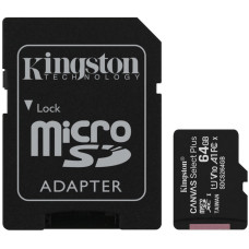 Карта памяти Kingston Canvas Select Plus 100R microSDXC 64GB Class 10 UHS-I A1 + адаптер SD